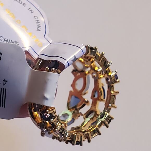 Anthropologie Stackable birthstone trio of Rings Blue September Size 6 NWT - Picture 7 of 10